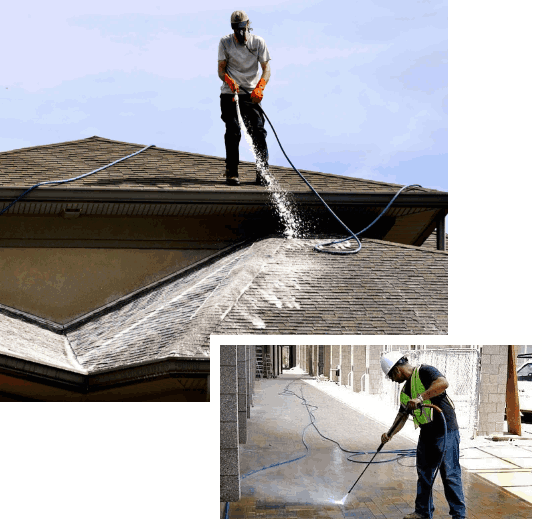 Before and after power washing