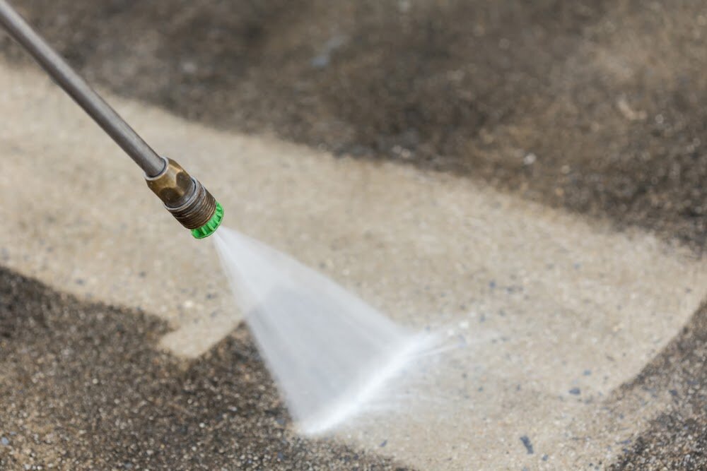 Before and after power washing